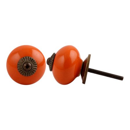 Orange Round Antique Fitting Ceramic Knob